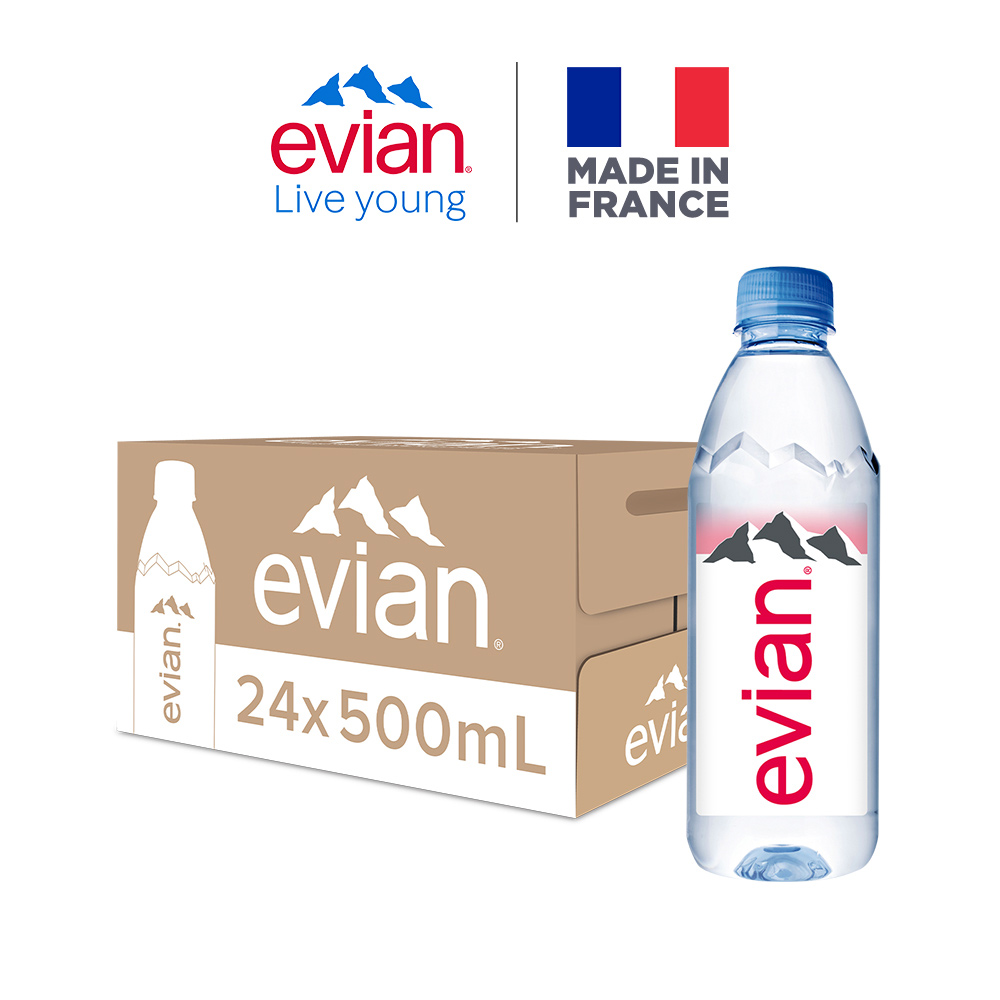 【evian 依雲 原廠總代理直營】天然礦泉水500mlx24入/箱(寶特瓶)◉90C004